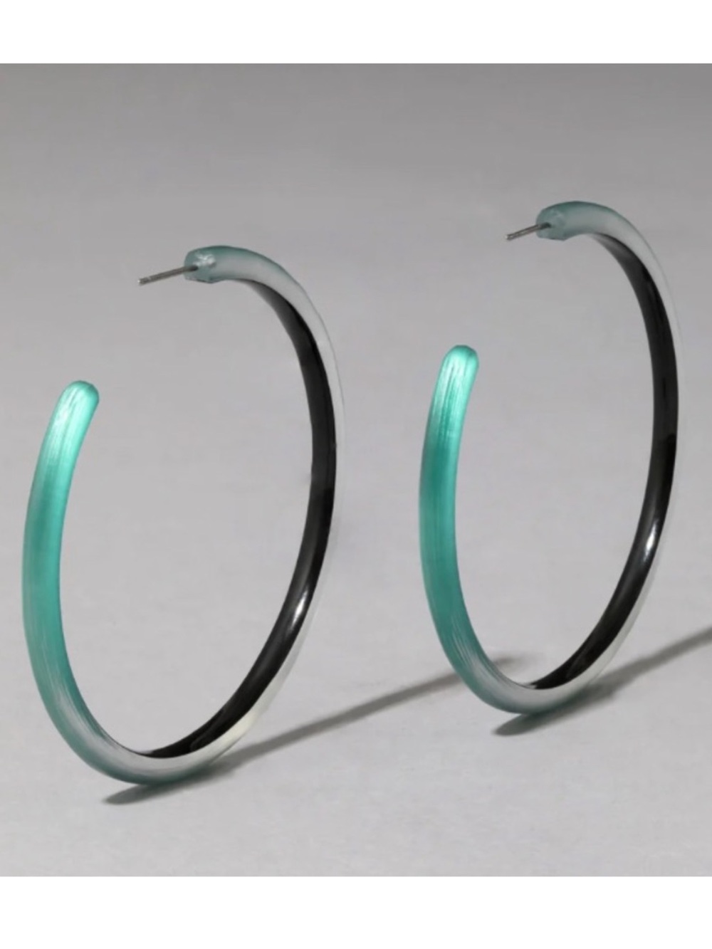 ALEXIS BITTAR • Dark Teal Lightweight Large Skinny Lucite Hoop Earrings